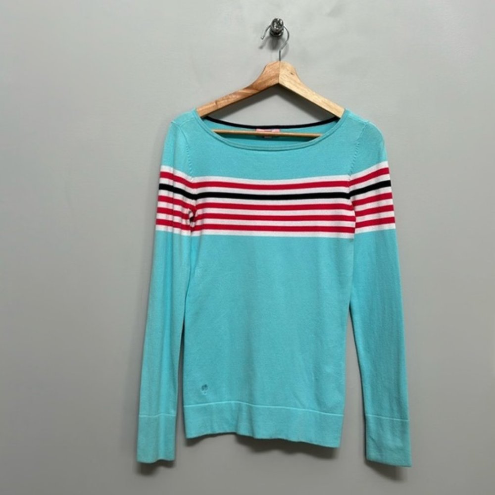 Lilly Pulitzer Teal Blue Stripe Lightweight Sweater Size S